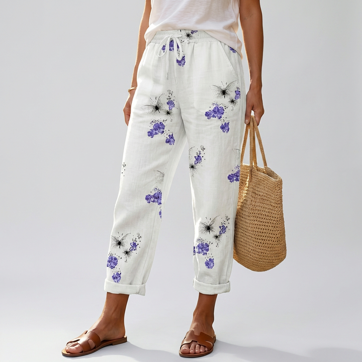 Naisten Loose Fitting Printatut Housut