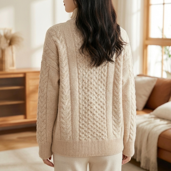 Hieno villa-tyylinen cardigan korkealla kaula-aukolla naisille