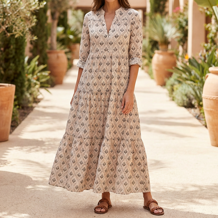 Vintage Viehätys Boho Print Pitkä Mekko Naisille