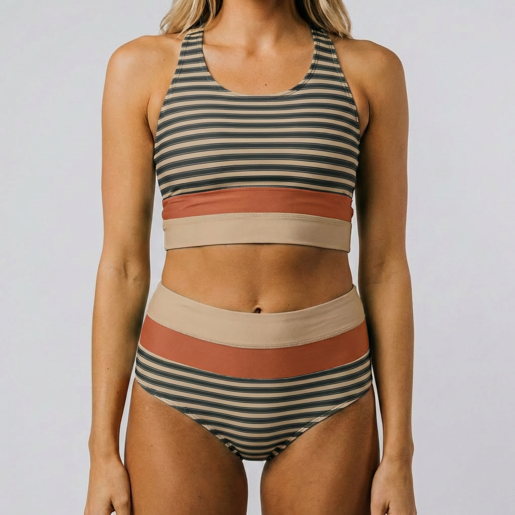 Colorblock Leikkaus Taakse Bikini Uimapuku Setti Naisille