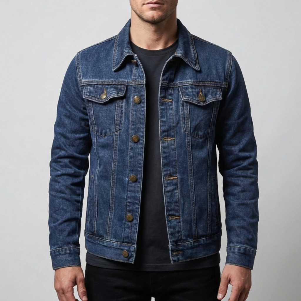 Classic Button-Front Trucker Jacket for Men