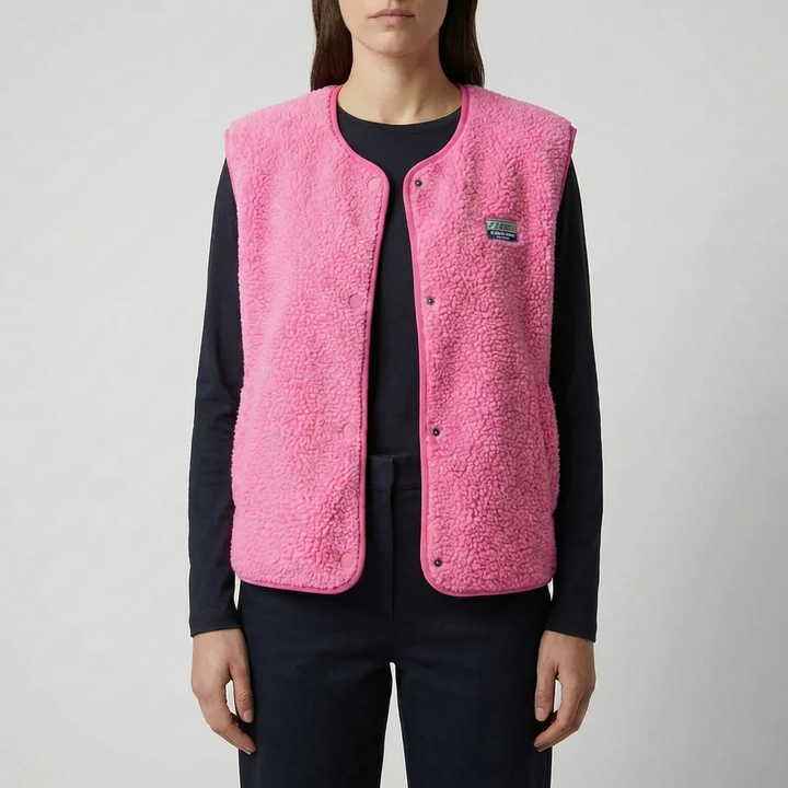 Hihaton nappikiinnitteinen fleece-vesti naisille