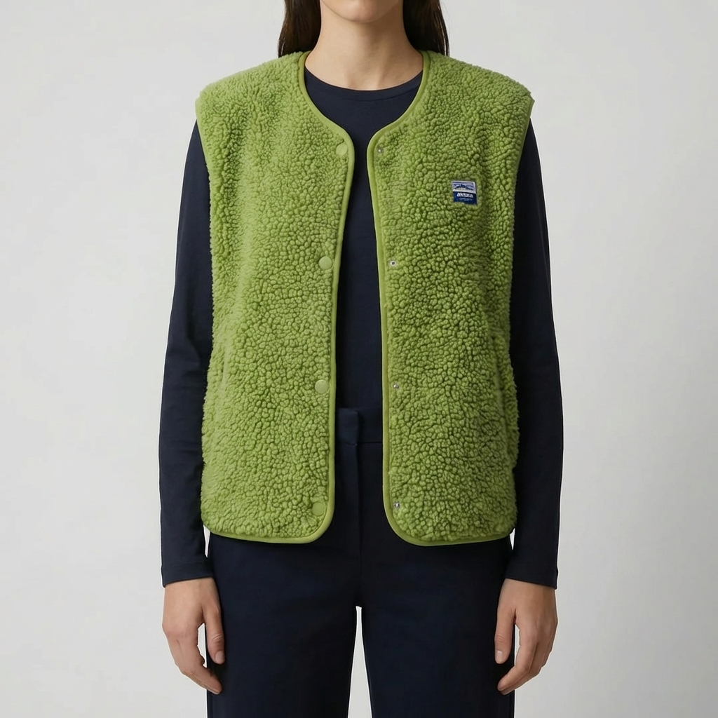 Hihaton nappikiinnitteinen fleece-vesti naisille