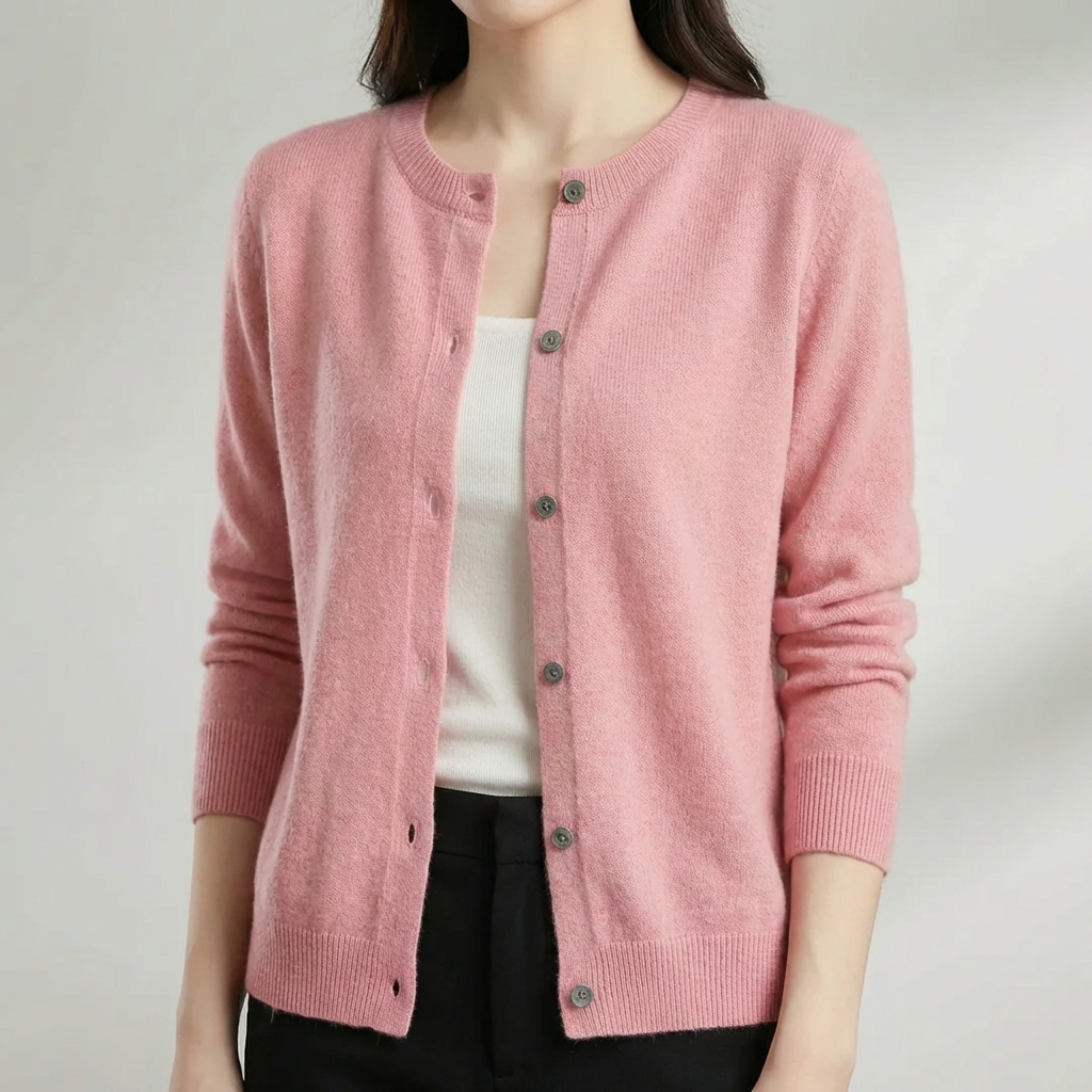 Nappikiinnitteinen O-kaulainen Cardigan naisille