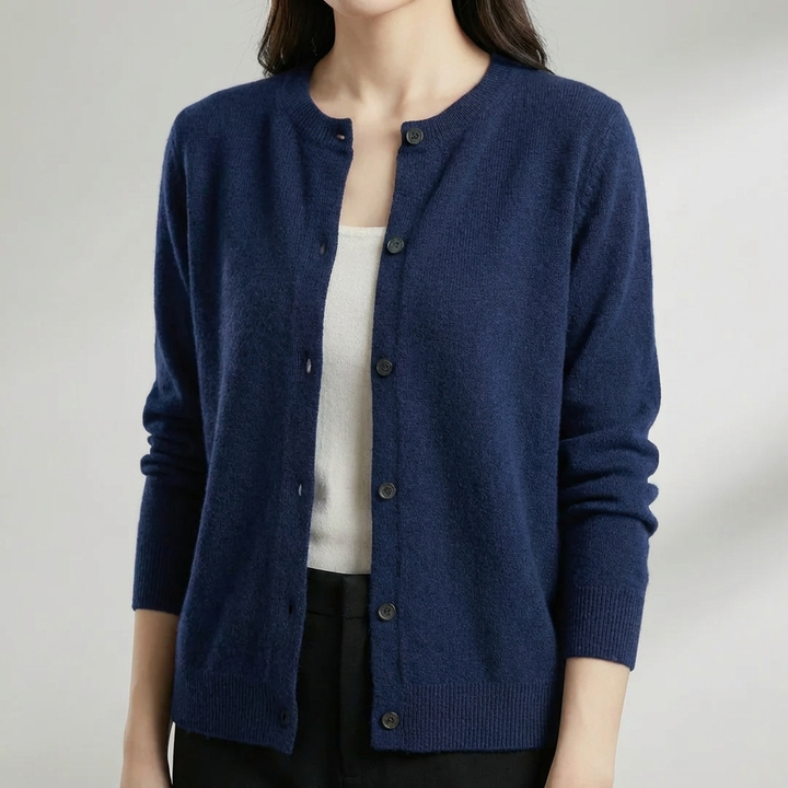Nappikiinnitteinen O-kaulainen Cardigan naisille