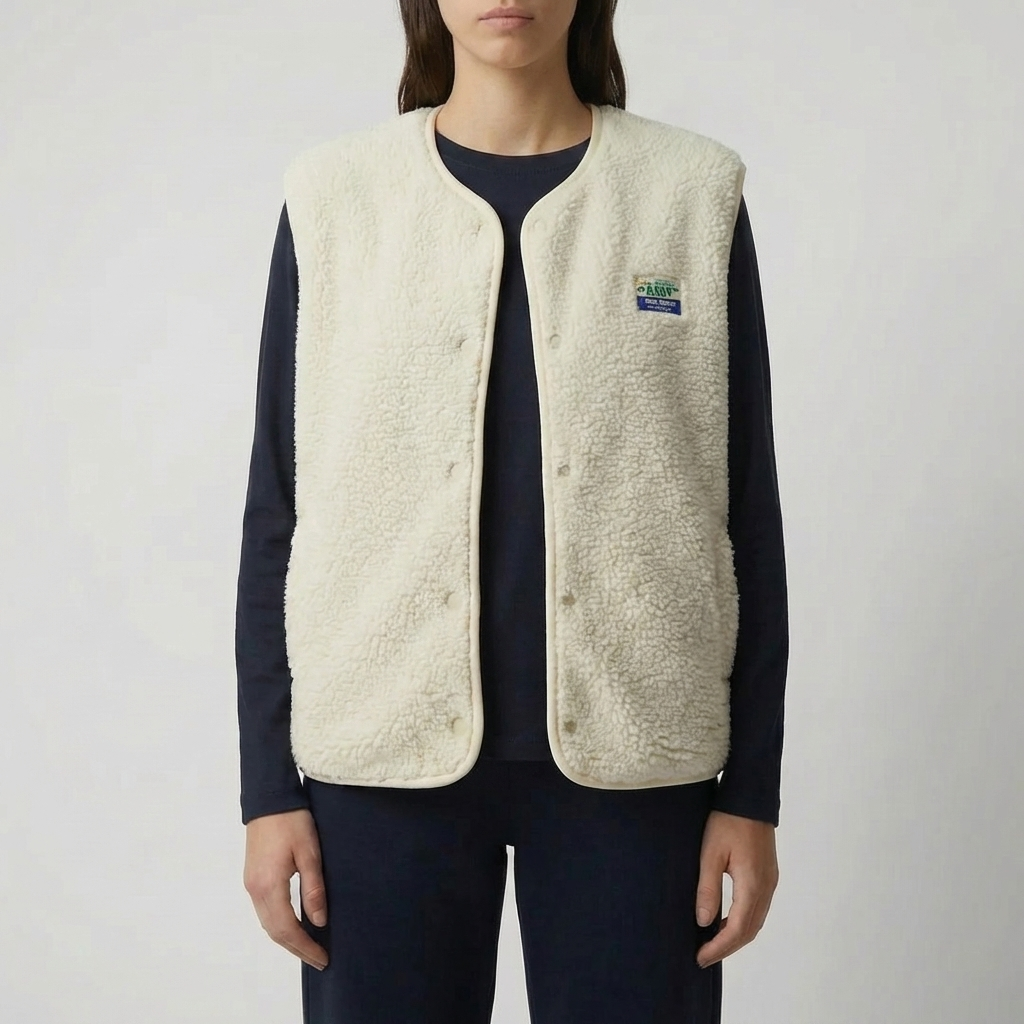 Hihaton nappikiinnitteinen fleece-vesti naisille