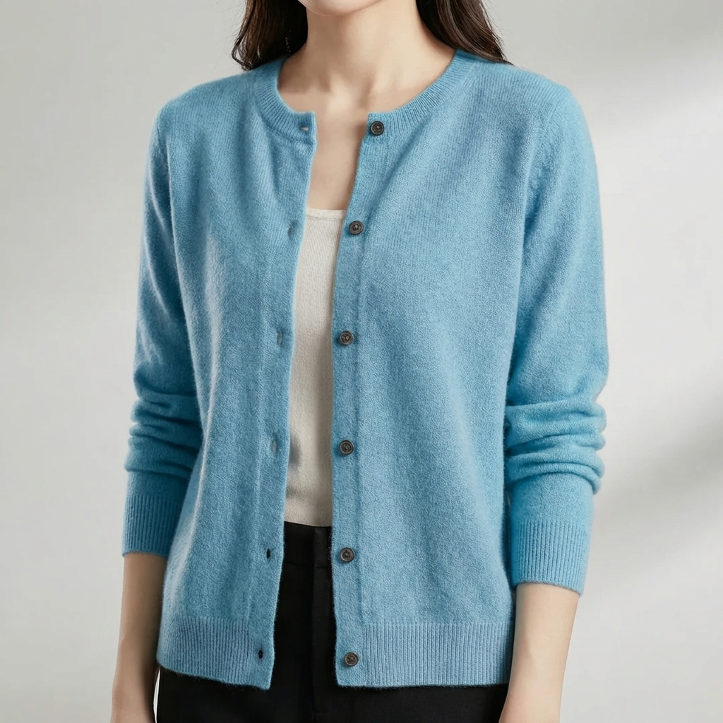 Nappikiinnitteinen O-kaulainen Cardigan naisille