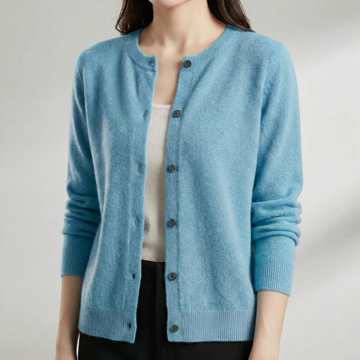 Nappikiinnitteinen O-kaulainen Cardigan naisille