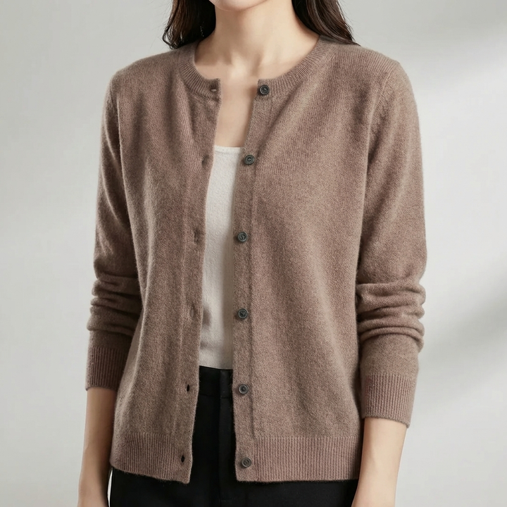 Nappikiinnitteinen O-kaulainen Cardigan naisille