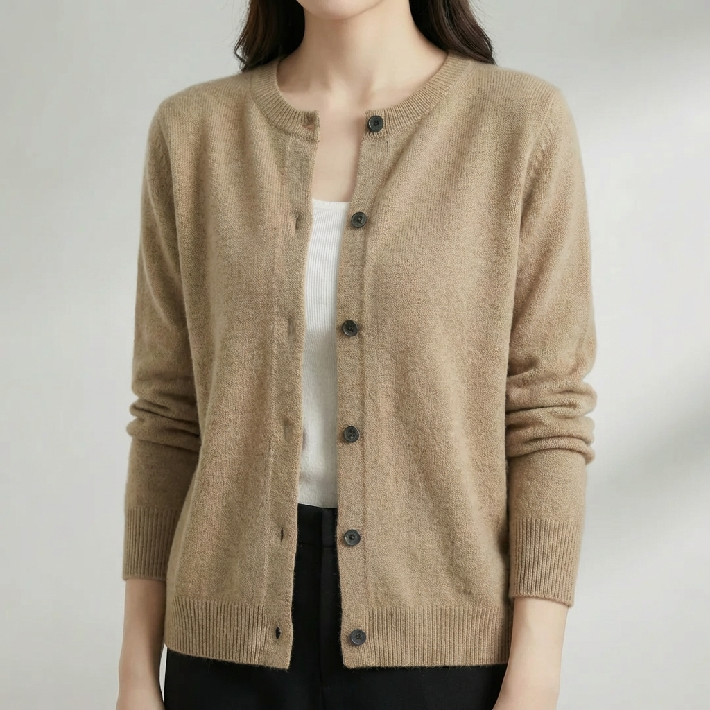 Nappikiinnitteinen O-kaulainen Cardigan naisille
