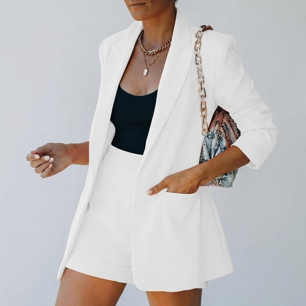 Tyylikäs Blazer ja Shorts Setti Naisille