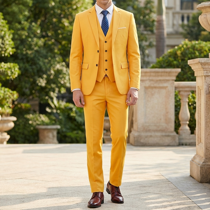 Ylellinen 3-osainen Slim Fit Puku Miehille