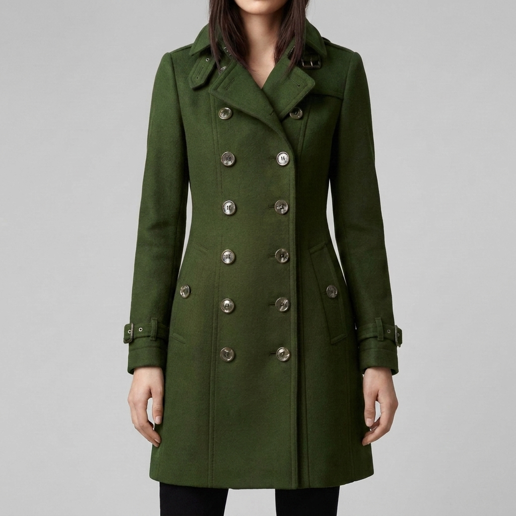 Elegantti kaksirivinen trench-takki naisille