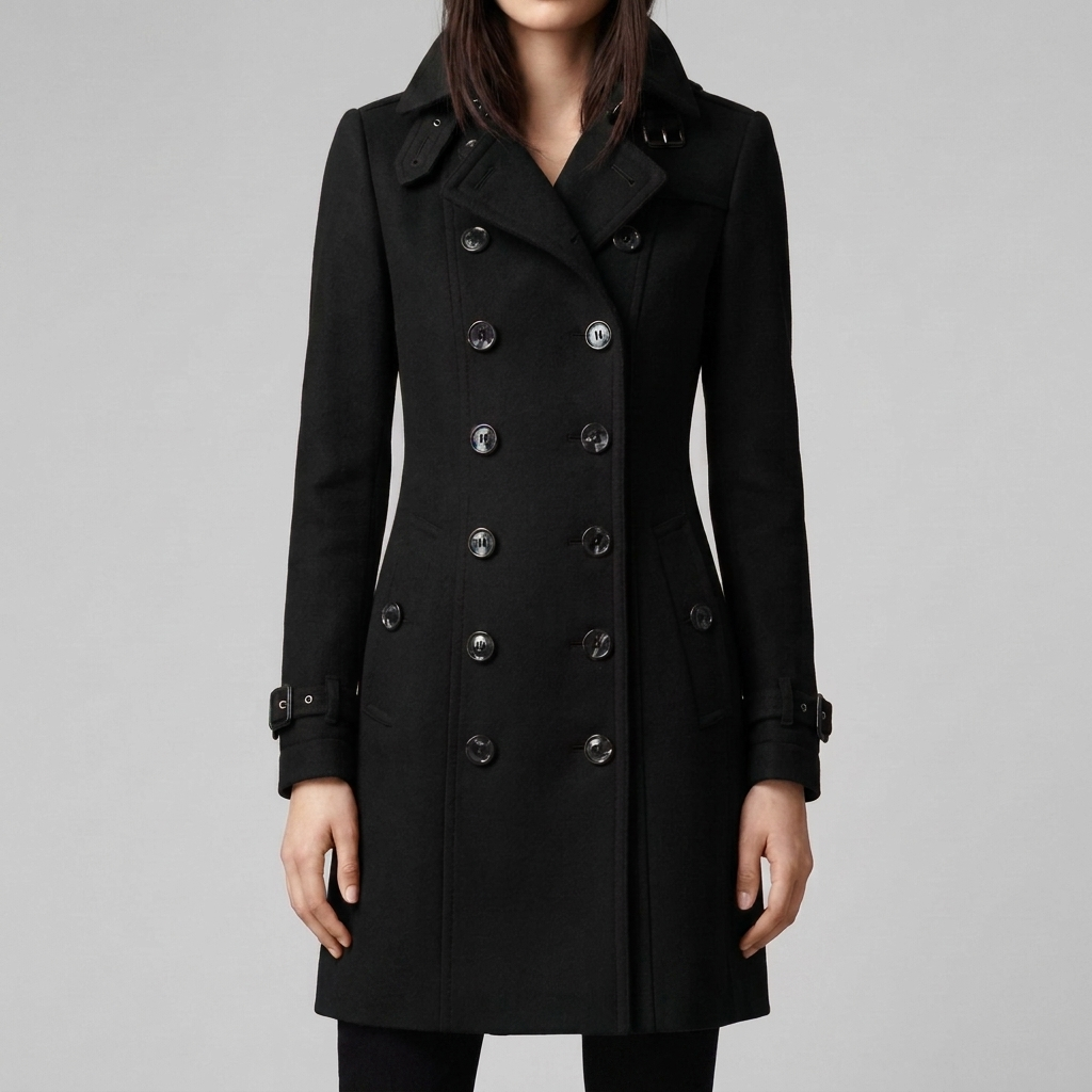 Elegantti kaksirivinen trench-takki naisille