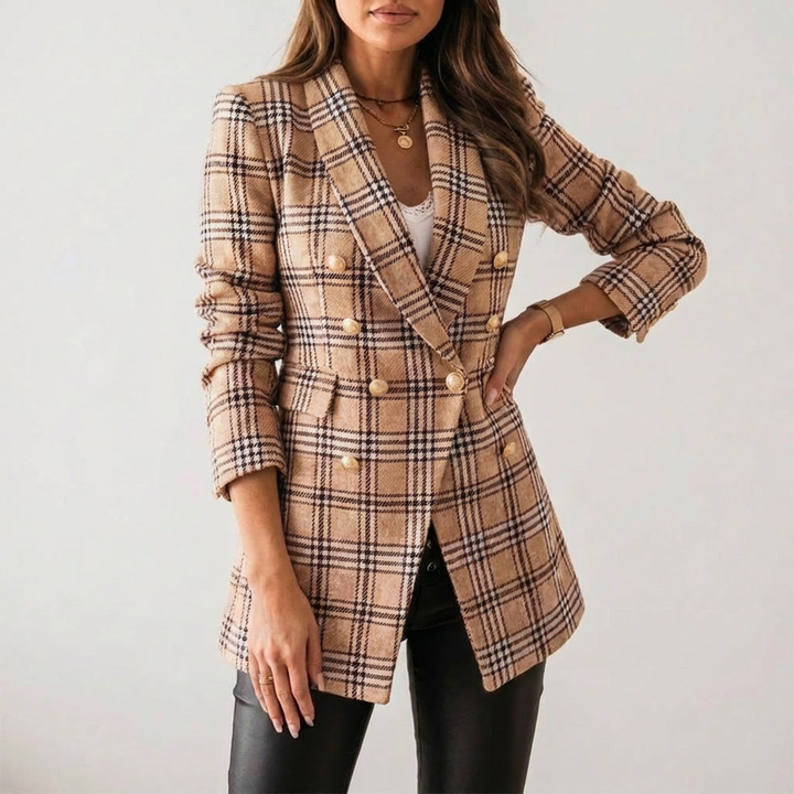 Perinteinen Ruutukuviollinen Naisten Blazer