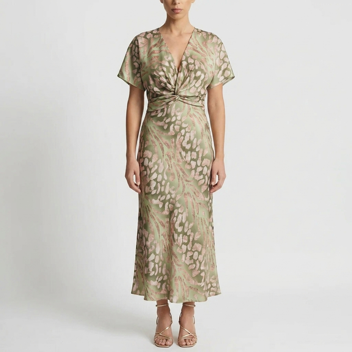 Printattu Wrap-tyylinen Midi Mekko