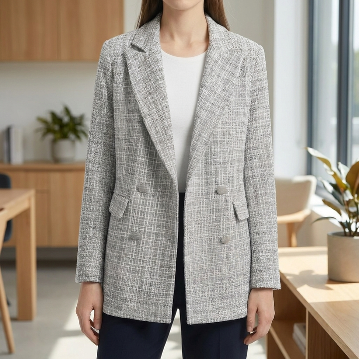 Sovitus kaksipainike-tweed-blazer naisille