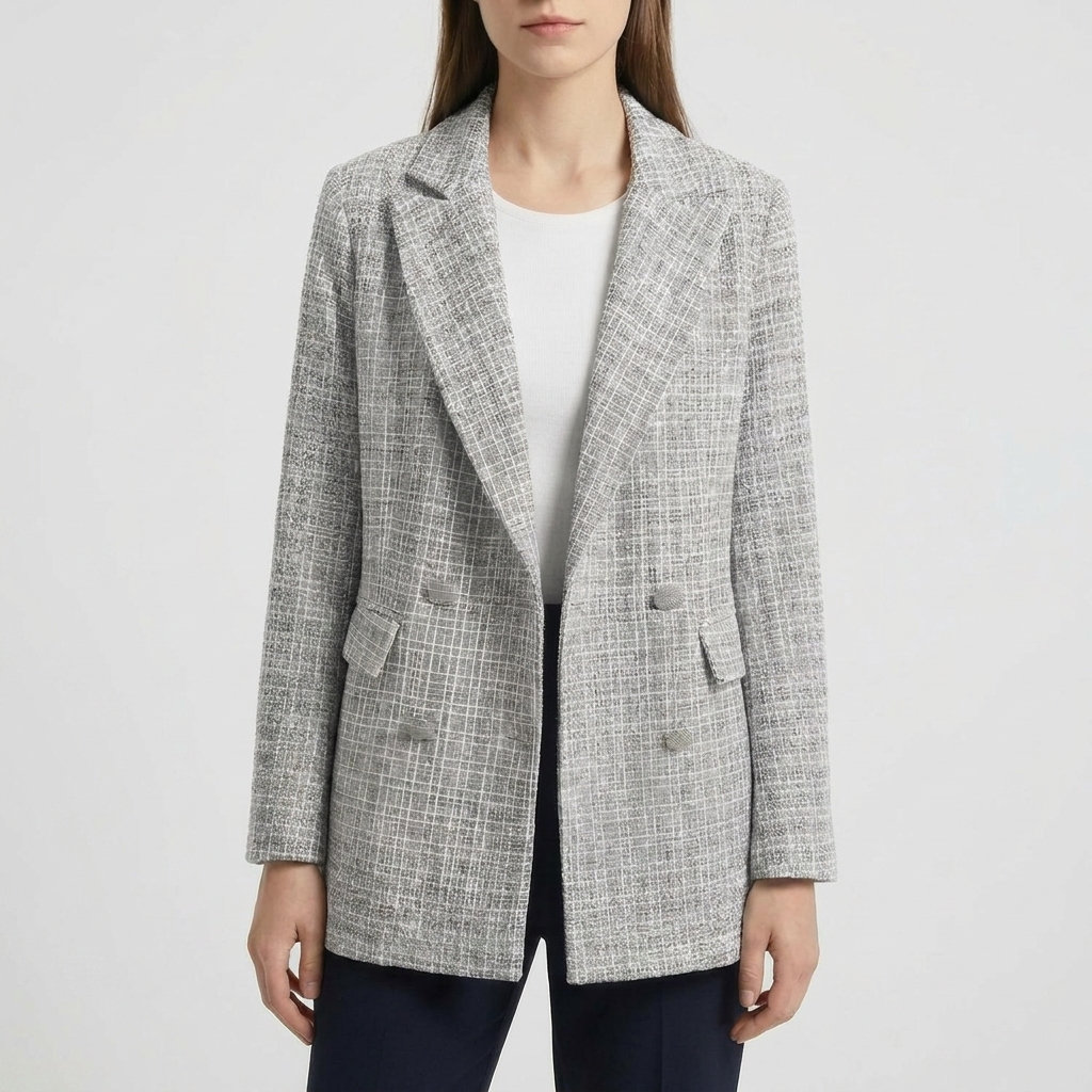 Sovitus kaksipainike-tweed-blazer naisille