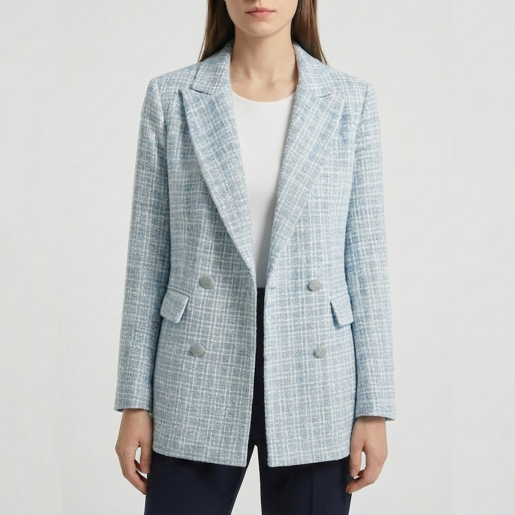Sovitus kaksipainike-tweed-blazer naisille