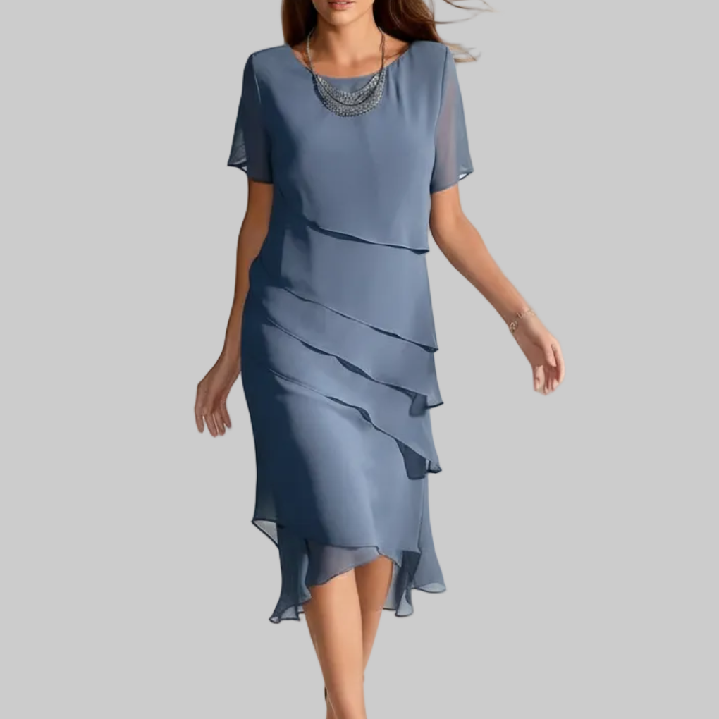 Luxe Chiffon Midi Mekko Naisille