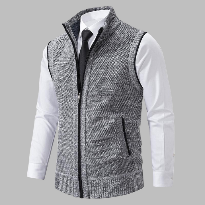 Miesten klassinen neule zip-up liivi