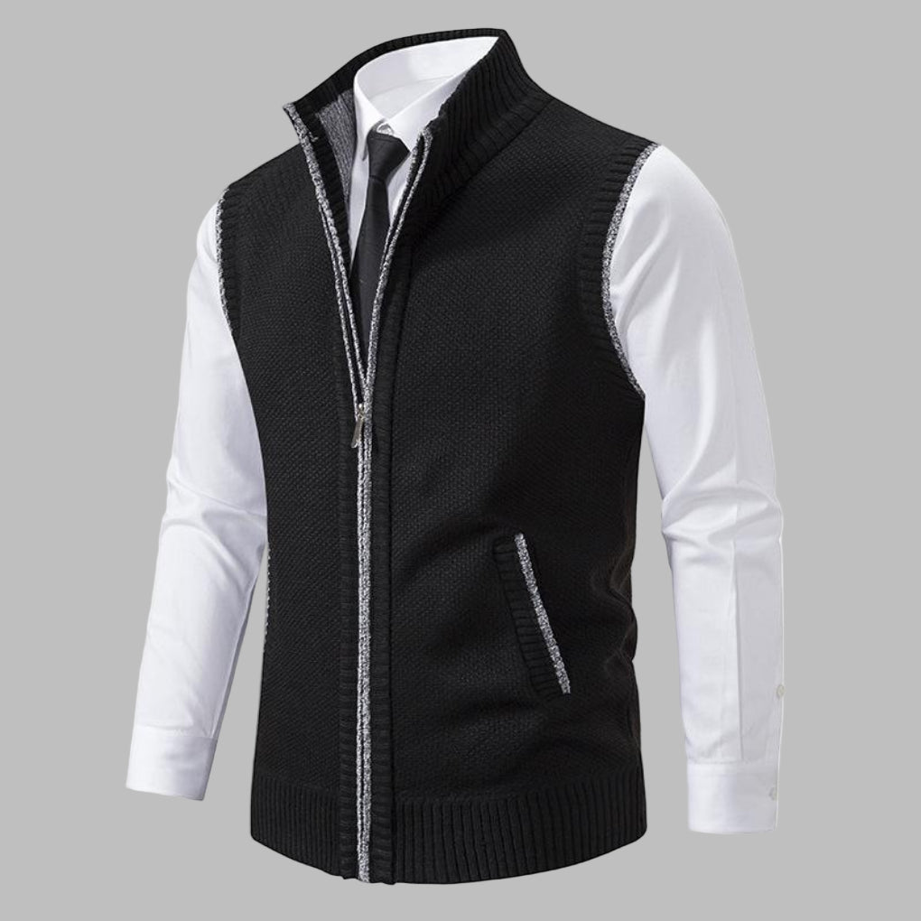 Miesten klassinen neule zip-up liivi