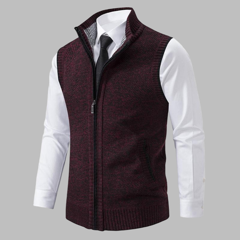 Miesten klassinen neule zip-up liivi