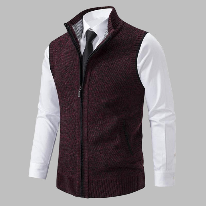 Miesten klassinen neule zip-up liivi