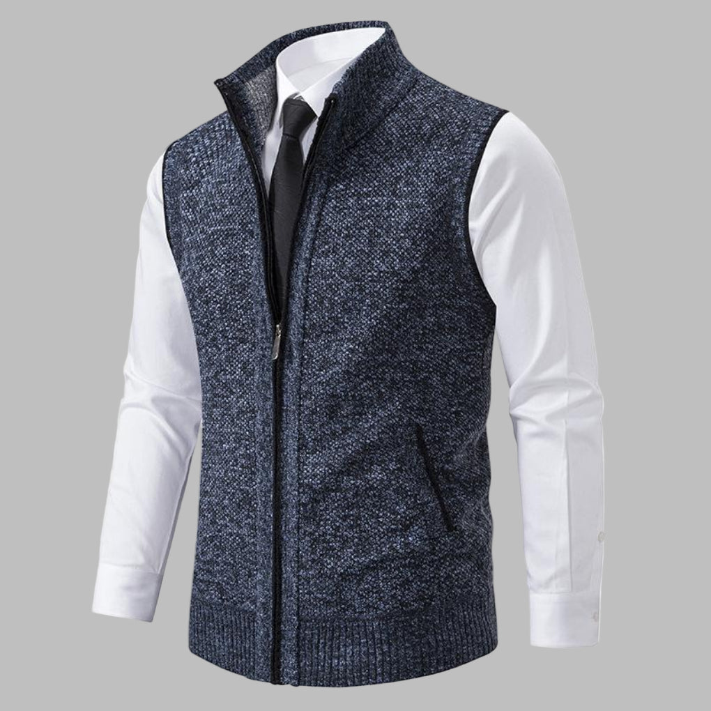 Miesten klassinen neule zip-up liivi