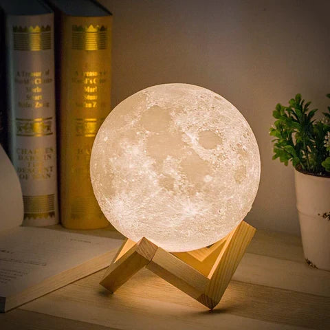 Magic Moon -lamppu – langaton kosketusohjaus | Puinen jalusta