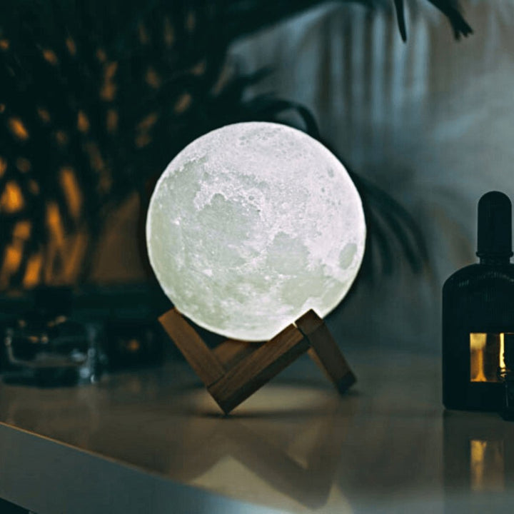 Magic Moon -lamppu – langaton kosketusohjaus | Puinen jalusta