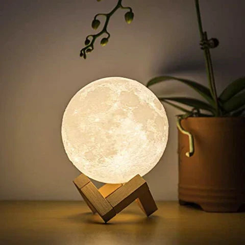 Magic Moon -lamppu – langaton kosketusohjaus | Puinen jalusta