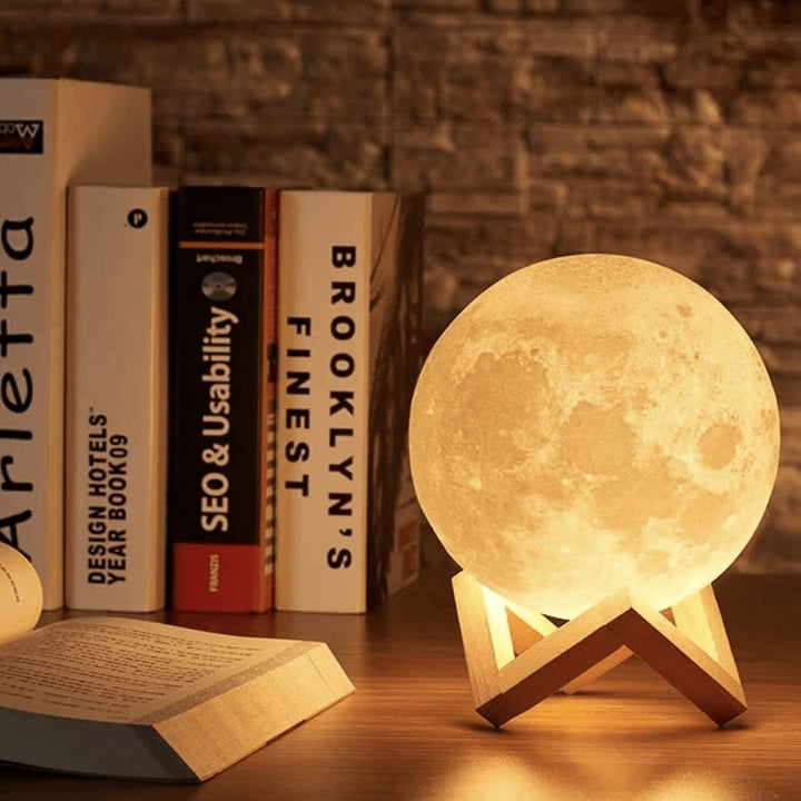 Magic Moon -lamppu – langaton kosketusohjaus | Puinen jalusta