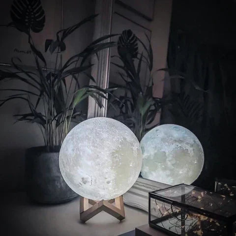 Magic Moon -lamppu – langaton kosketusohjaus | Puinen jalusta