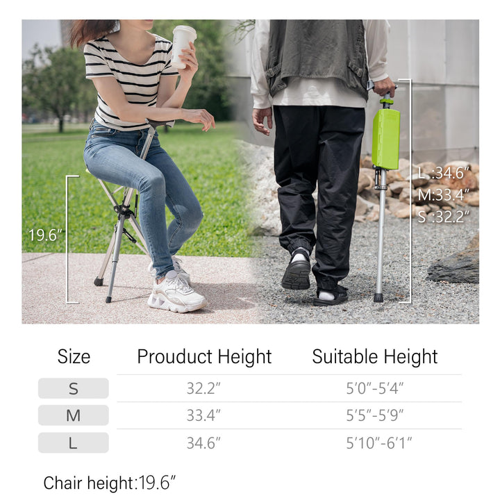 CrutchSeat - Kokoontaitettava jakkara mukavuuteen - kevyt ja kannettava
