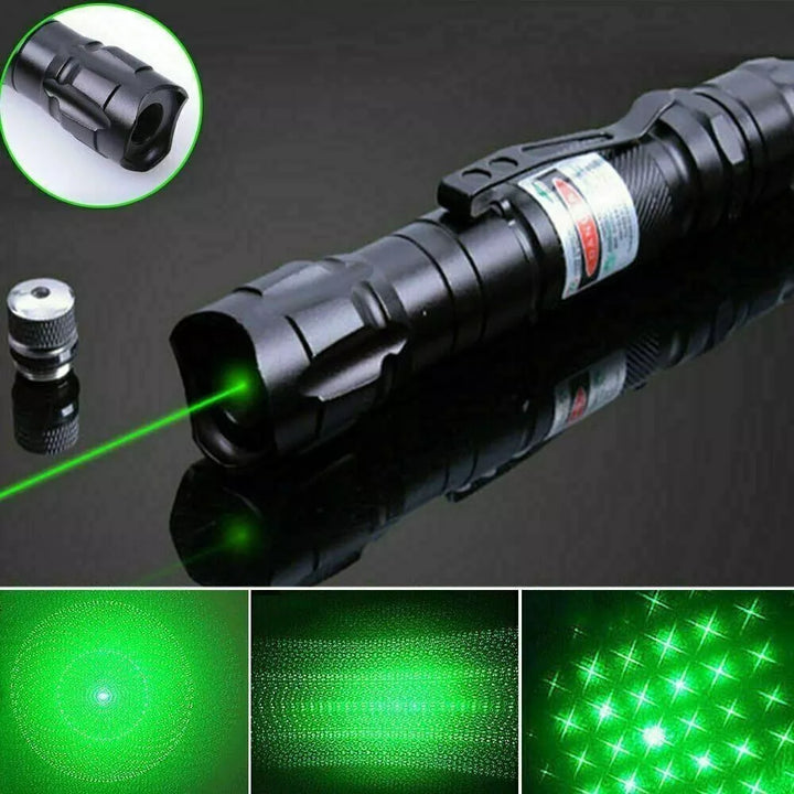 Ladattava vihreä laserosoitin pitkällä kantamalla ja suurella tarkkuudella
