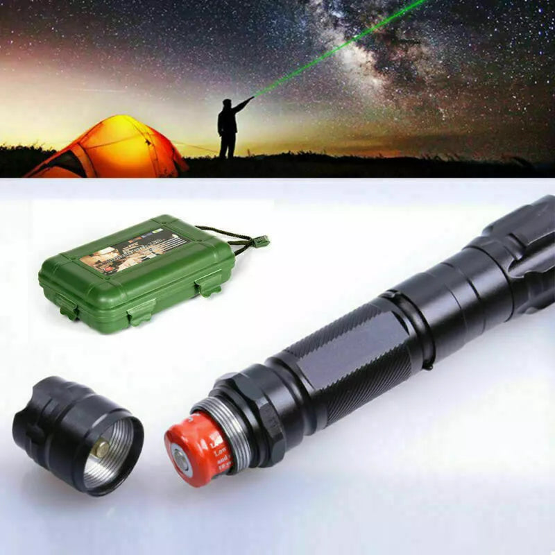 Ladattava vihreä laserosoitin pitkällä kantamalla ja suurella tarkkuudella