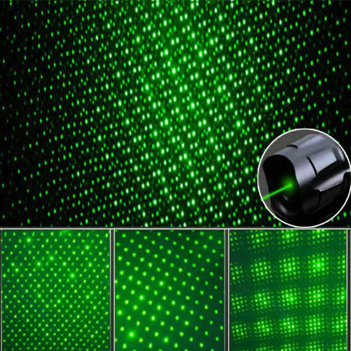 Ladattava vihreä laserosoitin pitkällä kantamalla ja suurella tarkkuudella