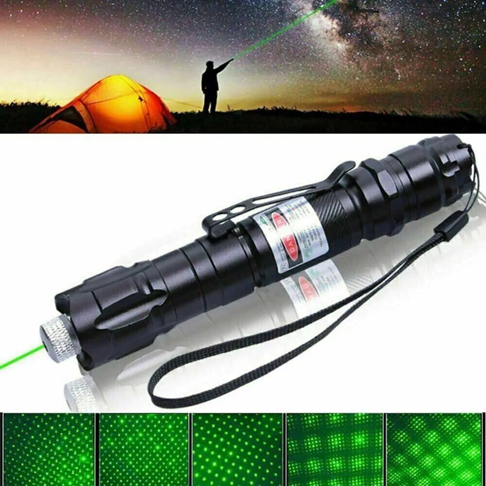 Ladattava vihreä laserosoitin pitkällä kantamalla ja suurella tarkkuudella