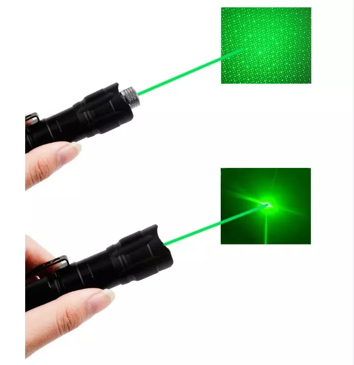 Ladattava vihreä laserosoitin pitkällä kantamalla ja suurella tarkkuudella