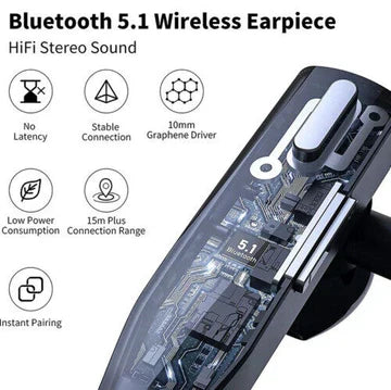 Trucker-langaton Bluetooth 5.1 -kuuloke kahdella mikrofonilla ja melunvaimennuksella